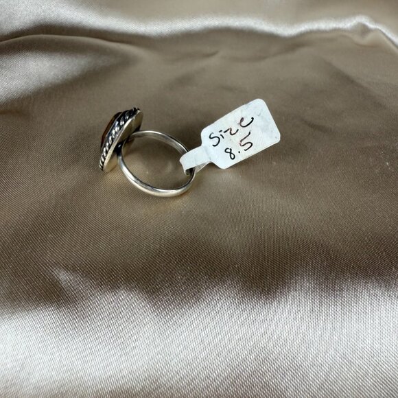 Artisan Silver Ring with Tiger Eye Natural Gemstone Handmade Jewelry Size 8.5 - Picture 3 of 5